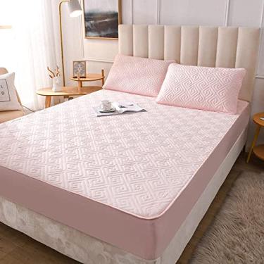 Imagem de Lençol com elástico Queen, ajuste confortável e permaneça no lugar, cor pura, antiderrapante, colcha, para quarto, dormitório, branco, B 180 x 200 + 25 cm (Jade C Casal 135 x 200 + 15 cm)