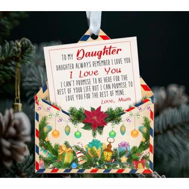 Imagem de ABNSDesigns Enfeite de acrílico to My Daughter - Carta de Natal da mãe com design de envelope de feriado - Decoração de árvore - Presente para amor em família