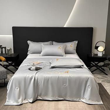 Imagem de 5JJJLOOOPP Edredão, edredom legal, conjunto de 4 peças, colcha de verão, solteiro, A, bordado, brilhante, edredom legal, cor 6, conjunto de 3 peças, cobertor de joelho, lavável (cor 10, 200 * 230 cm)