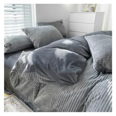 Imagem de Capa de edredom de veludo quente de inverno solteiro casal queen size capa de colcha de flanela conjunto de capa de edredom (uma cor King)
