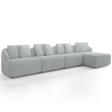 Imagem de Sofá 5 Lugares com Chaise Direito Sala Living 334cm Arlo F04 Bouclê Ci
