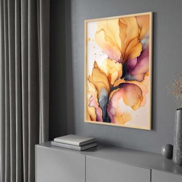 Imagem de Quadro Decorativo com Moldura e Acrilico Cristal Vidro Abstrato Mármor