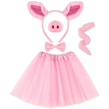 Imagem de Conjunto de fantasias de porco Mototo, vestido rosa de Halloween de 5 