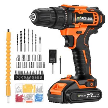 Imagem de Power Drill WorkBless 21V sem fio com carregador de bateria 28 unidade