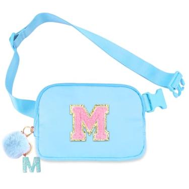 Imagem de Bolsa de cinto para meninas – Bolsa transversal com inicial para presentes de aniversário para 15, 6, 7, 8, 9, 10, 11, 12, 13 anos, pequena, essencial para viagens, Azul, M