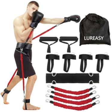 Imagem de 12 peças/conjunto de faixas de resistência de boxe, equipamento de boxe, equipamento de treinamento, treinador de boxe, equipamento de boxe, cinto de resistência a látex Taekwondo conjunto de cordas