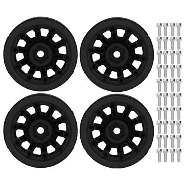 Imagem de 1.9in Roda Jantes RC Beadlock Rodas Jantes para Axial SCX10 para Traxxas 1/10 RC Crawler Carros (Preto)