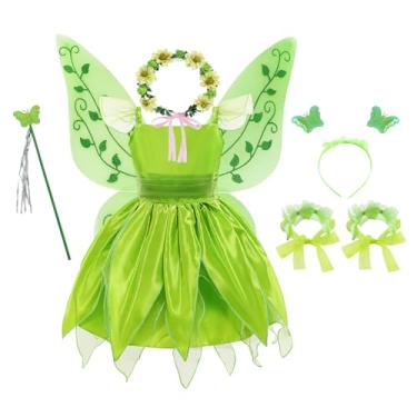Imagem de BLOOMIRO Tinkerbell Costume for Girls Princess Dress Birthday Party Halloween Costume Cosplay Dress up for Little Girls (Green, 2T)