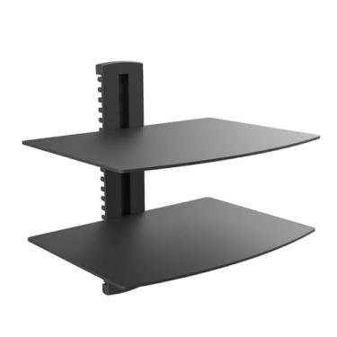 Imagem de TOPINCN Suporte de TV Flutuante, Prateleira Central de Entretenimento de Montagem Em Parede de 2 Camadas, Suporte para Reprodutores de DVD Resistentes, Console de Mídia Com de