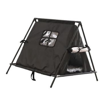 Imagem de KiBcsLic Tenda para gatos, abrigo para gatos vadios, porta, cortina, abrigo para gatinhos, caverna, cama para gatos, garagem, sala de estar, jardim, Black L
