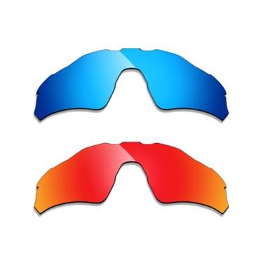 Imagem de Alphax 2 pares de lentes polarizadas de substituição para óculos de sol Oakley Radar EV S Path OO9510 - azul + vermelho
