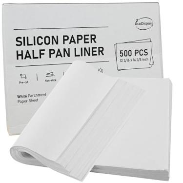 Imagem de EcoDispose 500 peças, 12 3/40.6 cm x 40.6 cm x 40.3 cm Assadeiras de papel manteiga pré-cortadas antiaderente, meia forma para assar (branco)