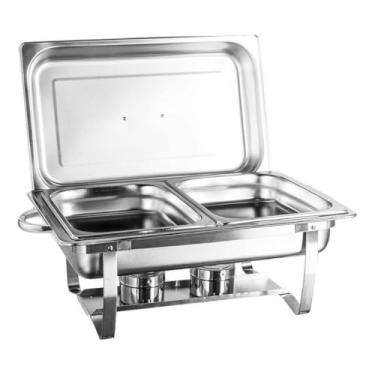 Imagem de Rechaud Inox 9L com 2 Cubas – Profissional para Buffet, Festas e Restaurantes