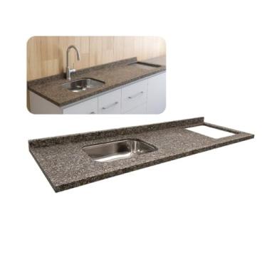 Imagem de Pia Cozinha Granito Ocre 180cm Espaço p/Cooktop e Cuba Inox