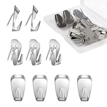 Imagem de 20 peças de ganchos de cubo para paredes de tecido, ganchos decorativos de metal com estojo de plástico para tábuas de madeira, relógio de pendurar na parede, porta-chaves, porta-chaves (prata)