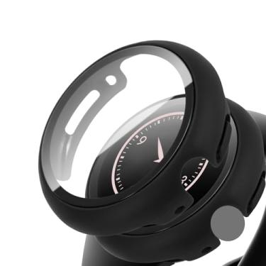 Imagem de Pacote com 2 capas rígidas de PC para Pixel Watch 2, capa protetora antiarranhões com protetor de tela de vidro temperado compatível com Google Pixel Watch 2 (2023), preta