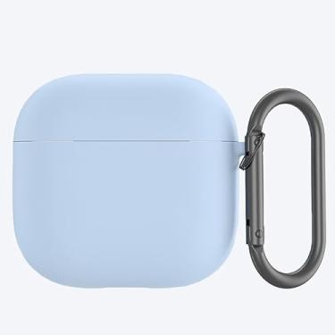 Imagem de Capa protetora para fones de ouvido AirPods 4/capa de silicone para fone de ouvido Bluetooth, azul celeste