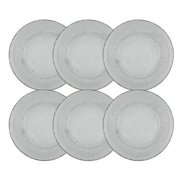 Imagem de Conjunto 6 Pratos Fundo Vidro Transparente Forjado 21Cm
