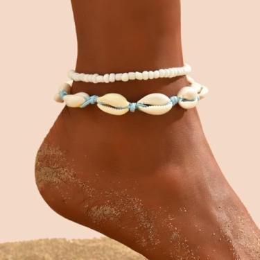 Imagem de Tornozeleiras femininas Boho com contas de praia, trançadas, feitas à mão, com contas, boêmia de verão, joia de praia, adjustable, Liga de aço, Sem Pedra Preciosa