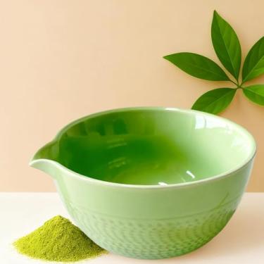 Imagem de Abscalar Tigela Matcha com bico – Matcha Chawan de cerâmica 500 ml para Matcha em pó, salada, chá, sopa – Tigela de mistura estilo japonês para amantes de chá