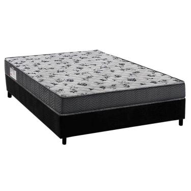 Imagem de Cama Box Casal: Colchão Anatômico Ortobom D33/ep Fort Tech Iso 100 + Base Crc Suede Black(138x188)