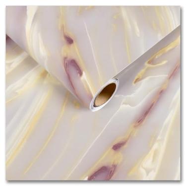 Imagem de CRE8TIVE Tamanho grande 61 x 899 cm fosco líquido dourado rosa mármore papel de contato à prova d'água papel de parede de mármore descascar e colar bancadas autoadesivo papel de parede amigável ao