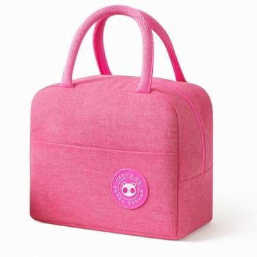 Imagem de Bolsa Térmica Com Alça Bolsa Para Refeições Isolada Design de Lancheira Marmita Escritório (Rosa)