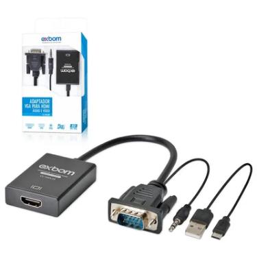 Imagem de Cabo Mini Convesor VGA Para HDMI Exbom Cc-vha30 03216 Com Áudio E Vídeo Full HD