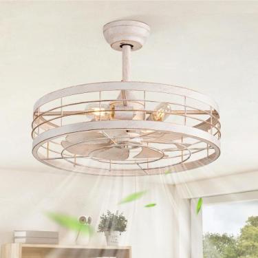 Imagem de Ventilador de teto LEDIARY 22" Caged Bladeless Remote de 6 velocidades