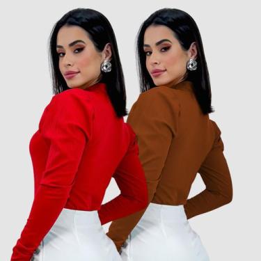 Imagem de Kit 2 Body Feminino Manga Princesa Longa Tendência Inverno - Swisz, Ve