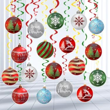 Imagem de Decorações de redemoinhos de Natal, 30 peças LMSHOWOWO bola de Natal para pendurar no teto, serpentinas para decoração de árvore de Natal, decoração de teto de Natal, suprimentos de festa de Natal
