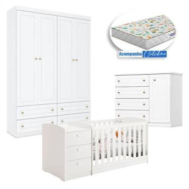 Imagem de Quarto Infantil Mississipi 4 Portas E Berço Multifuncional Atlanta Bra