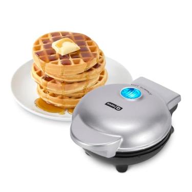 Imagem de DASH DMW001SL Mini Maker para waffles individuais, Hash Browns, Keto Chaffles com superfícies antiaderentes fáceis de limpar, 10 cm, prata