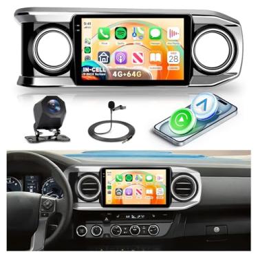 Imagem de 4 + 64 G Android 15 estéreo para carro Toyota Tacoma 2016-2022 sem fio Carplay Android Auto Radio, unidade de tela interna de 26,5 cm com conexão de espelho Bluetooth, navegação GPS, WiFi FM/RDS EQ