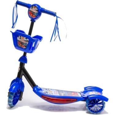 Imagem de Patinete Infantil Azul 3 Rodas Musical com Luz de Led Super Radical Menino