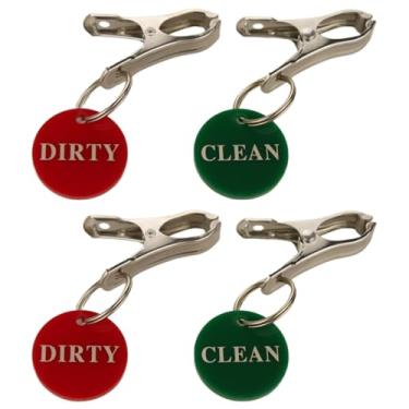 Imagem de Cesta de lavanderia limpa e suja assina um par de clipe, 2 peças, verde e vermelho distinguem a classificação de roupas armazenadas em cestas no banheiro ou lavanderia (sinais verdes e vermelhos)