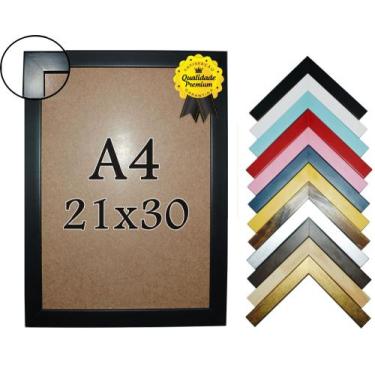 Imagem de Moldura Quadro A4 21x30 lisa laqueada com vidro e fundo - Brandão Mold