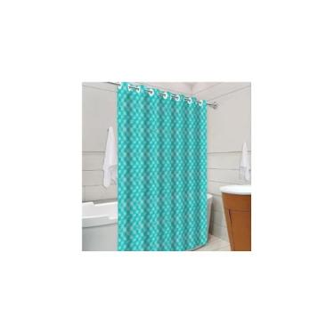Imagem de Cortina de Box 3D em PVC, Azul Tiffany, Impermeável com Ilhós, 138x198cm para Banheiro