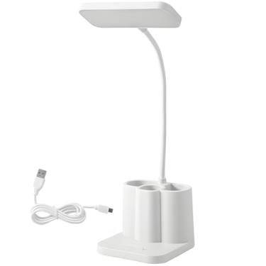 Imagem de Lâmpada de mesa recarregável por USB, luz LED de escurecimento contínuo com suporte para caneta, temperatura de cor ajustável, lâmpada de estudo compacta para estudantes