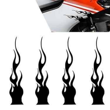 Imagem de Dogary 4 peças de adesivos de chamas de carro, adesivos personalizados refletivos para moldura de espelho retrovisor de capô carlight, acessórios decorativos autoadesivos DIY, universal para a maioria