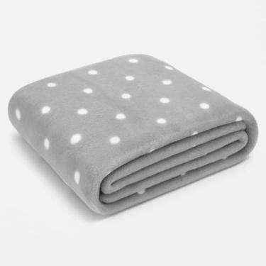 Imagem de Manta Cobertor Em Microfibra Dyuri Mix 180x200cm Toque Aveludado Estampada Em Bolinhas Poa 1 Peça | ADMIRARE (CINZA)