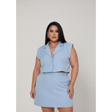 Imagem de Conjunto Alfaiataria Plus Size Cropped Colete E Shorts Saia - WSA Aces
