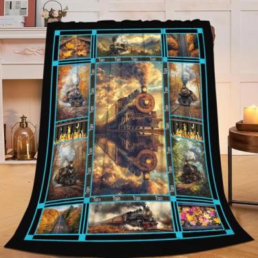 Imagem de Cobertor de trem a jato cobertor de flanela merch aconchegante decoração de lã macia felpuda quente leve presentes para crianças, mulheres, homens, meninas, meninos 127 x 101 cm
