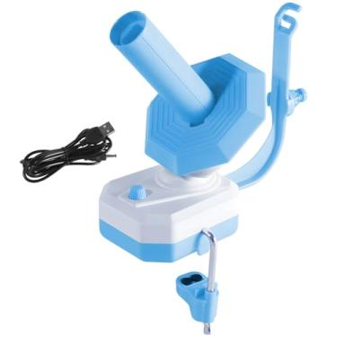 Imagem de Enrolador de esferas elétrico alimentado por USB, máquina automática de enrolamento de lã, fio compacto e portátil para projetos de crochê e tricô, azul