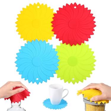 Imagem de 4 peças de silicone para abridor de frascos de 15,5 cm, grande, antiderrapante, porta-copos resistentes, ferramenta multifuncional para abrir garrafas com artrite fraca, idosos, fácil abertura