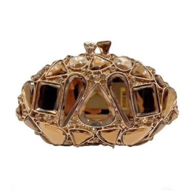 Imagem de XNSYMJD Bolsa feminina de luxo para noite de cristal com strass para festas e casamentos, bolsas noturnas exclusivas, Dourado, 7.08"L x 2.74"W x 4.72"H