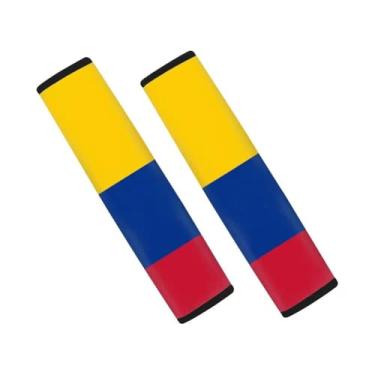 Imagem de Xalvoria Pacote com 2 almofadas para cinto de segurança de carro com bandeira da Colômbia – Tecido macio premium, confortável e de suporte – Ideal para carros, caminhões, SUVs – mostre seu orgulho