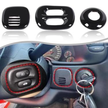 Imagem de Para Corvette C5 Painel de Farol e Botão de Neblina Frontal Abertura Cobertura Acabamento para Corvette C5 1997-2004 Acessórios Moldura Decorativa Botão Console Central (Piano Preto)
