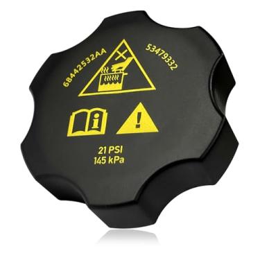 Imagem de HHZL Tampa de recuperação de reservatório de refrigerante de radiador 68442532AA, tampa de tanque de reservatório anticongelante para Dodge Jeep Ram Chrysler Cherokee Durango Substituir 68249136AA