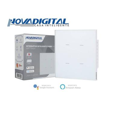 Imagem de Interruptor Inteligente Zigbee Soft Touch 4 teclas Quartzo da NovaDigital QZ-4x4-04-W - BRANCO